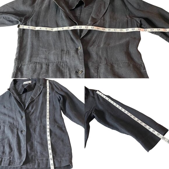 Vtg Christian Dior Womens Gray Linen Blazer Jacket Button Front & Pockets Sz 10 - Picture 7 of 8